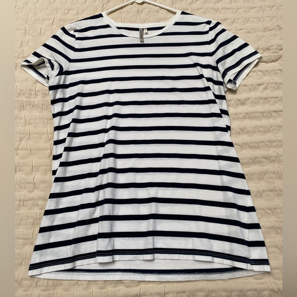 Banana Republic Navy and White Striped Tee